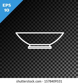 White line Bowl icon isolated on transparent dark background.  Vector Illustration