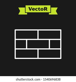 White line Bricks icon isolated on black background.  Vector Illustration