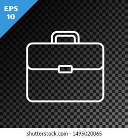 White line Briefcase icon isolated on transparent dark background. Business case sign. Business portfolio.   Vector Illustration