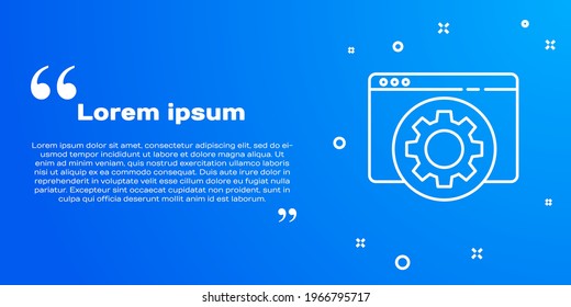 White line Browser setting icon isolated on blue background. Adjusting, service, maintenance, repair, fixing.  Vector Illustration