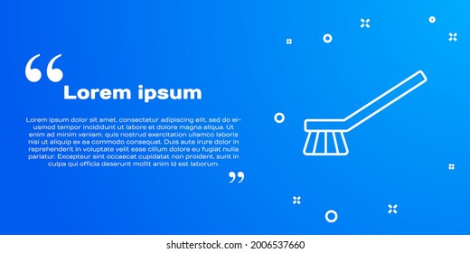 White line Brush for cleaning icon isolated on blue background. Cleaning service concept.  Vector