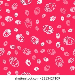 Icono del Generador de líneas blancas aislado con un patrón sin fisuras en el fondo rojo. Trabajador de la construcción.  Vector