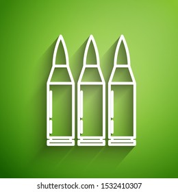 White line Bullet icon isolated on green background.  Vector Illustration