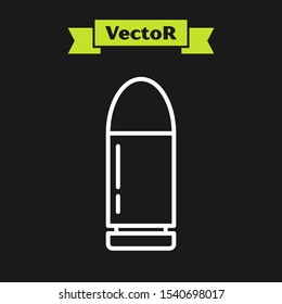 White line Bullet icon isolated on black background.  Vector Illustration