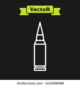 White line Bullet icon isolated on black background.  Vector Illustration