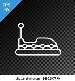 White line Bumper car icon isolated on transparent dark background. Amusement park. Childrens entertainment playground, recreation park.  Vector Illustration