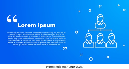 White line Business hierarchy organogram chart infographics icon isolated on blue background. Corporate organizational structure graphic elements.  Vector