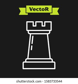 White line Business strategy icon isolated on black background. Chess symbol. Game, management, finance.  Vector Illustration