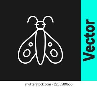 White line Butterfly icon isolated on black background.  Vector