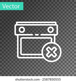 White line Calendar date delete icon isolated on transparent background. Event reminder symbol.  Vector