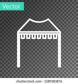 White line Camping tent icon isolated on transparent background. Carnival camping tent. Amusement park.  Vector Illustration