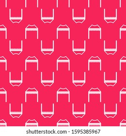 White line Camping tent icon isolated seamless pattern on red background. Carnival camping tent. Amusement park.  Vector Illustration