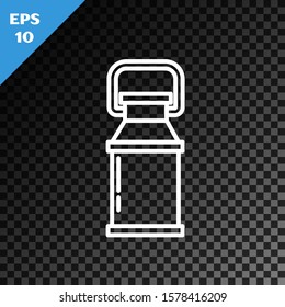 White line Can container for milk icon isolated on transparent dark background.  Vector Illustration