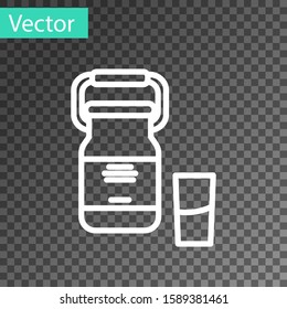 White line Can container for milk and glass icon isolated on transparent background.  Vector Illustration