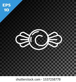 White line Candy icon isolated on transparent dark background. Happy Halloween party.  Vector Illustration