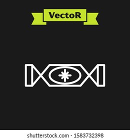 White line Candy icon isolated on black background. Merry Christmas and Happy New Year.  Vector Illustration