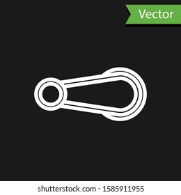 White line Car door handle icon isolated on black background.  Vector Illustration