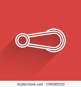 White line Car door handle icon isolated with long shadow.  Vector Illustration