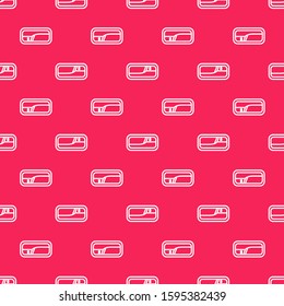 White line Car door handle icon isolated seamless pattern on red background.  Vector Illustration