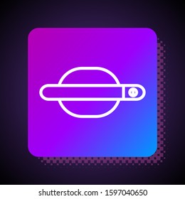 White line Car door handle icon isolated on black background. Square color button. Vector Illustration