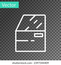 Icono de la puerta del coche de línea blanca aislado en fondo transparente.  Vector