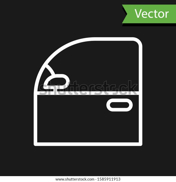 White line Car door icon isolated on black
background.  Vector
Illustration