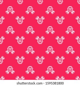 White line Car engine icon isolated seamless pattern on red background.  Vector Illustration