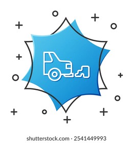 White line Car exhaust icon isolated on white background. Blue hexagon button. Vector