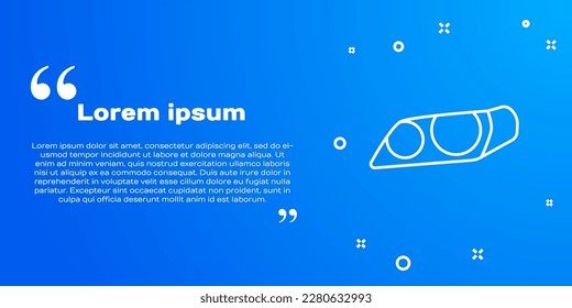 White line Car headlight icon isolated on blue background.  Vector Illustration