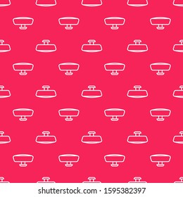 White line Car mirror icon isolated seamless pattern on red background.  Vector Illustration