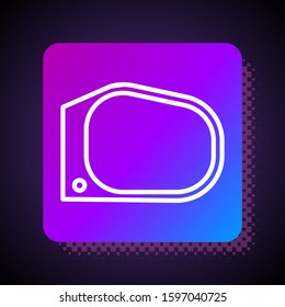 White line Car mirror icon isolated on black background. Square color button. Vector Illustration