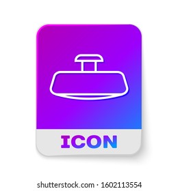 White line Car mirror icon isolated on white background. Rectangle color button. Vector Illustration