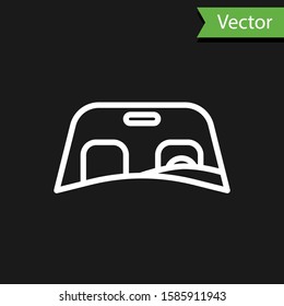 White line Car windscreen icon isolated on black background.  Vector Illustration