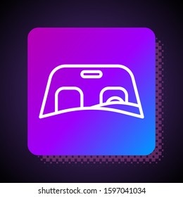 White line Car windscreen icon isolated on black background. Square color button. Vector Illustration
