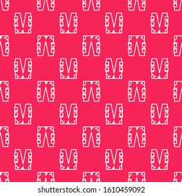 White line Cargo pants icon isolated seamless pattern on red background.  Vector Illustration