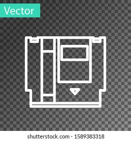 White line Cartridge for retro game console icon isolated on transparent background. TV Game cartridge.  Vector Illustration