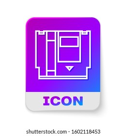 White line Cartridge for retro game console icon isolated on white background. TV Game cartridge. Rectangle color button. Vector Illustration