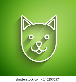 White line Cat icon isolated on green background. Vector Illustration White line Cat icon isolated on green background. Vector Illustration