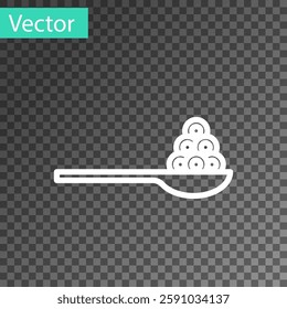 White line Caviar on a spoon icon isolated on transparent background.  Vector