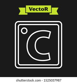 White line Celsius icon isolated on black background.  Vector Illustration