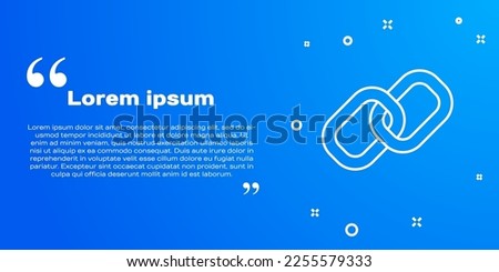 White line Chain link icon isolated on blue background. Link single. Hyperlink chain symbol.  Vector