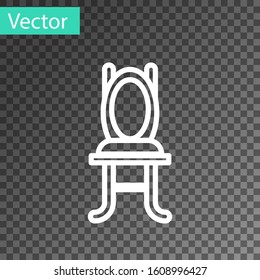 White line Chair icon isolated on transparent background.  Vector Illustration