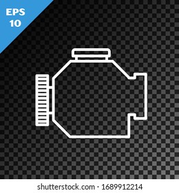 White line Check engine icon isolated on transparent dark background.  Vector Illustration