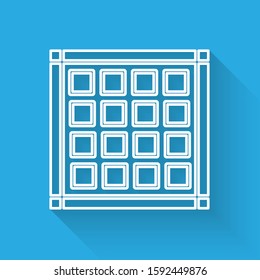 White line Checkered napkin icon isolated with long shadow.  Vector Illustration