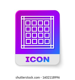 White line Checkered napkin icon isolated on white background. Rectangle color button. Vector Illustration