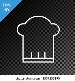 White line Chef hat icon isolated on transparent dark background. Cooking symbol. Cooks hat.  Vector Illustration