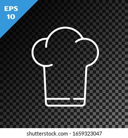 Weißer Küchenchef, Hut Symbol einzeln auf transparentem, dunklem Hintergrund. Kochsymbol. Kocht Hut. Vektorillustration-Illustration