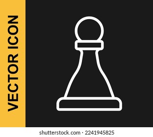 White line Chess icon isolated on black background. Business strategy. Game, management, finance.  Vector