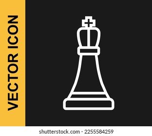White line Chess icon isolated on black background. Business strategy. Game, management, finance.  Vector