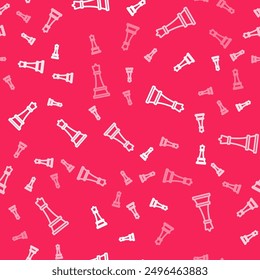 White line Chess icon isolated seamless pattern on red background. Business strategy. Game, management, finance.  Vector
